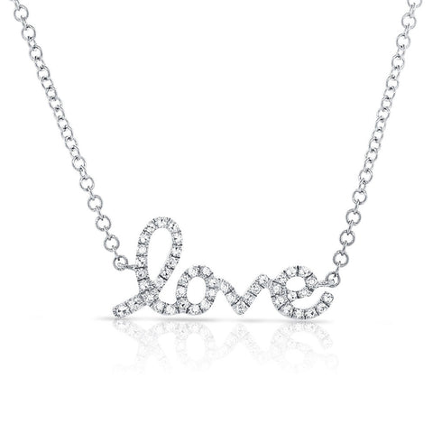 14k Gold & Diamond Script Love Necklace - 0.11ct - 1