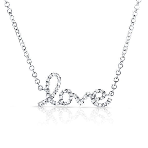 14k Gold & Diamond Script Love Necklace - 0.11ct - 1