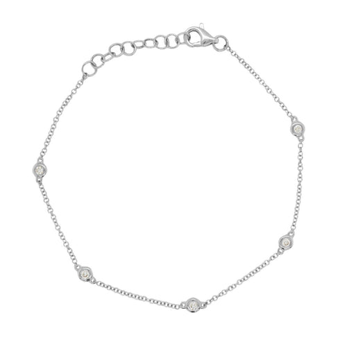 14k Gold & Diamond Bezel Station Bracelet - 0.10ct - 1