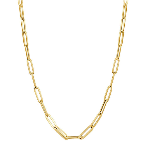14k Gold Paperclip Link Necklace - Medium - 1