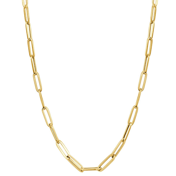 14k Gold Paperclip Link Necklace - Medium - 1