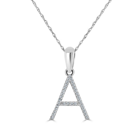 14k White Gold & Diamond Initial Necklace - 1