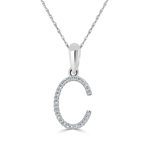 14k White Gold & Diamond Initial Necklace - 1