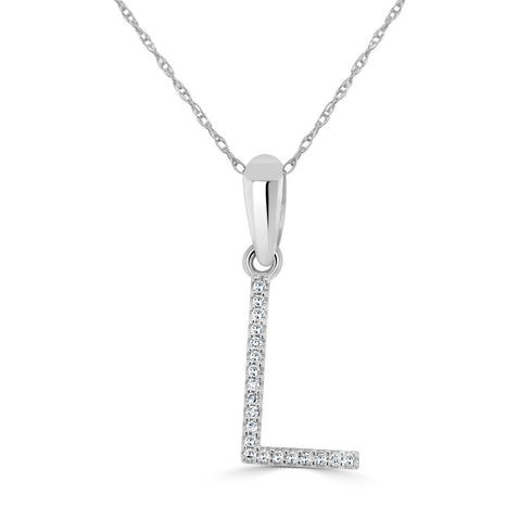 14k White Gold & Diamond Initial Necklace - 1