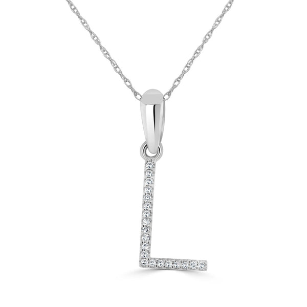 14k White Gold & Diamond Initial Necklace - 1
