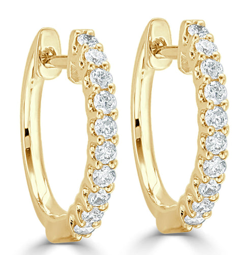14k Gold & Diamond Huggie Earrings - 0.29ct - 1