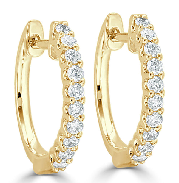 14k Gold & Diamond Huggie Earrings - 0.29ct - 1