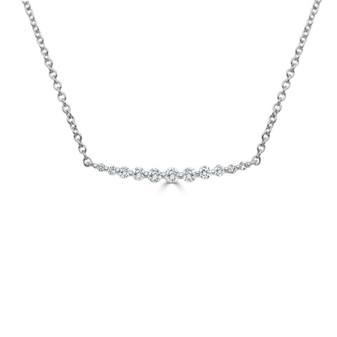 14k Gold & Diamond Curved Bar Necklace - 0.16ct - 1