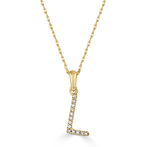 14k Gold & Diamond Initial A-Z Necklace Pendant 16-18" Inches - 0.07 ct. - 0.09 ct. - 1