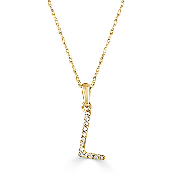 14k Gold & Diamond Initial A-Z Necklace Pendant 16-18" Inches - 0.07 ct. - 0.09 ct. - 1