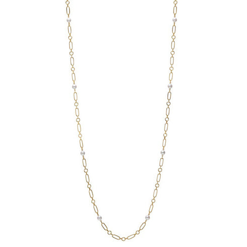 32 Inch M Code Akoya Cultured Pearl Necklace in 18K Yellow Gold - 1