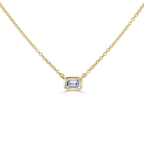 14K Gold & Emerald-Cut Diamond Pendant - 0.25ct - 1