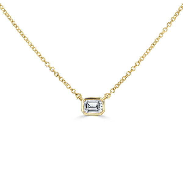 14K Gold & Emerald-Cut Diamond Pendant - 0.25ct - 1