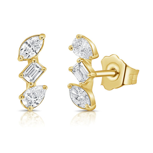 14K Gold & Fancy-Shape Diamond Stud Earrings - 0.60ct - 1