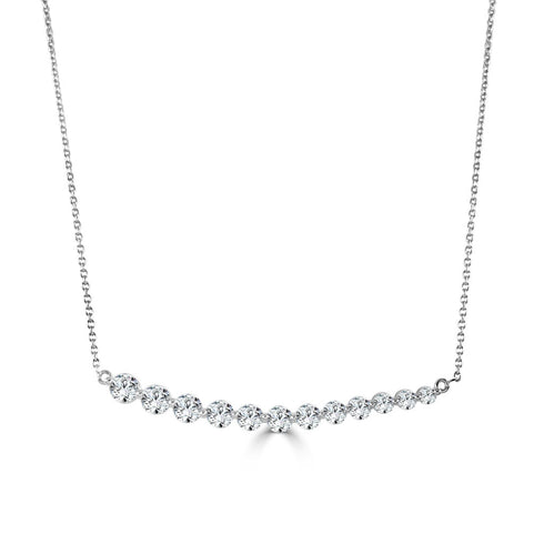 14k Gold & Diamond Bar Necklace - 1.06ct - 2