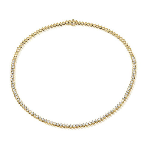 Emerald Shape Diamond Tennis Necklace - 1