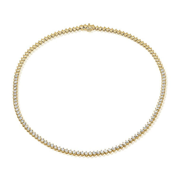 Emerald Shape Diamond Tennis Necklace - 1