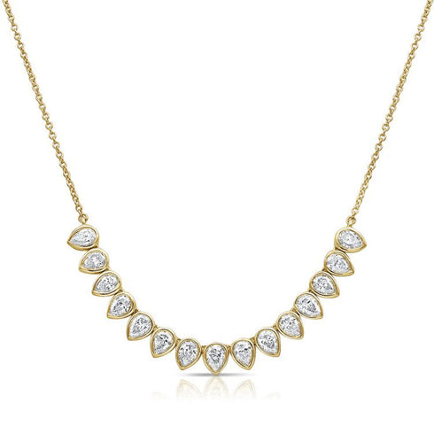 Pear Shape Diamond Bezel Pendant Necklace - 1
