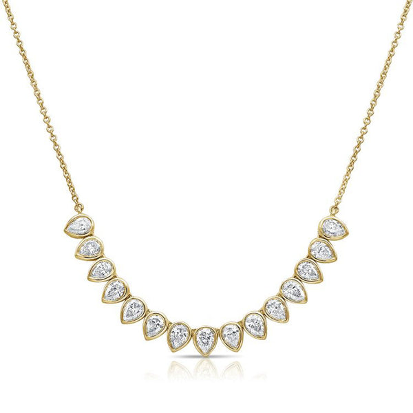 Pear Shape Diamond Bezel Pendant Necklace - 1