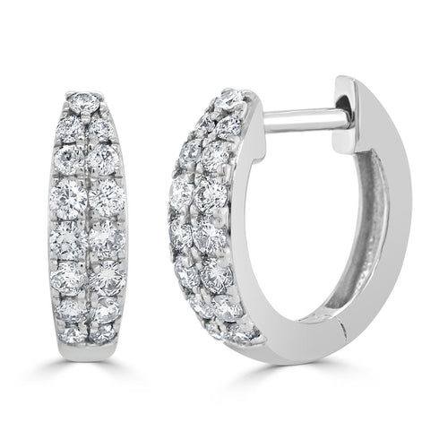 14k Gold & Diamond Huggie Earrings- 0.39ct. - 1