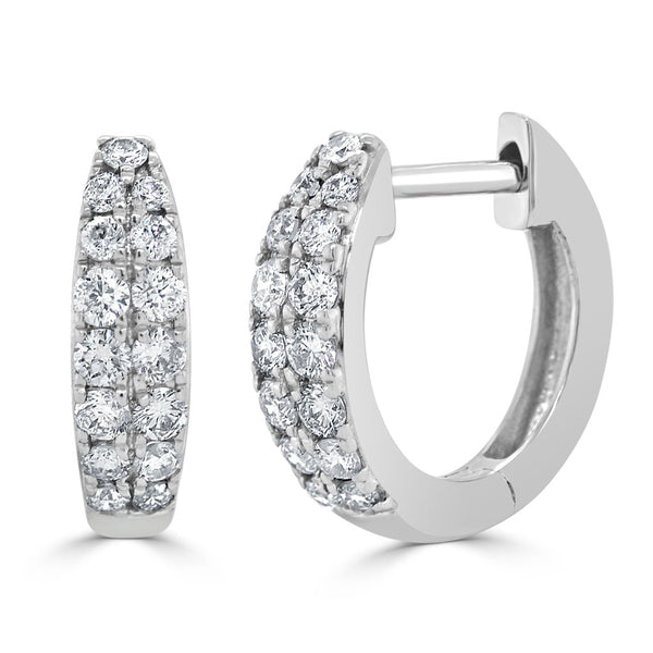 14k Gold & Diamond Huggie Earrings- 0.39ct. - 1