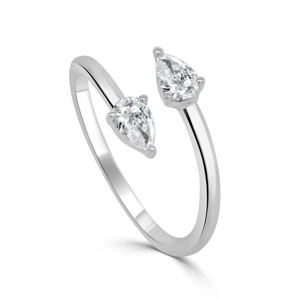 14k Gold & Pear-Shape Diamond Wrap Ring - 0.45ct - 1