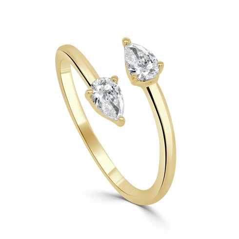14k Gold & Pear-Shape Diamond Wrap Ring - 0.45ct - 1