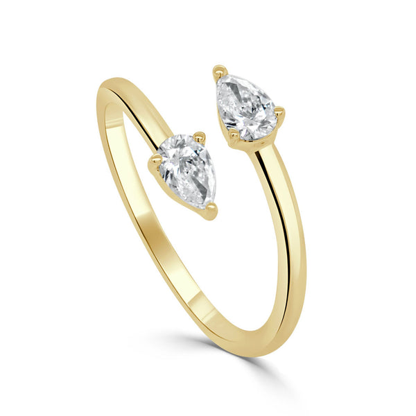 14k Gold & Pear-Shape Diamond Wrap Ring - 0.45ct - 1