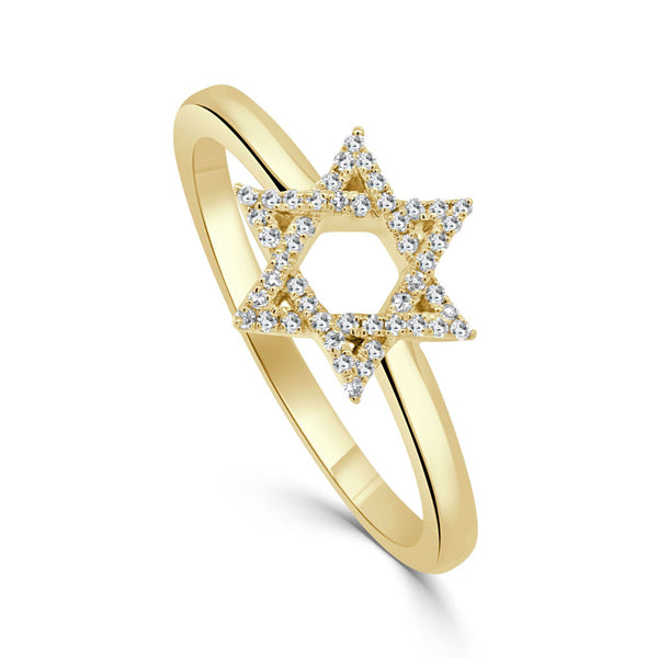 14k Gold & Diamond Star of David Ring - 0.11ct - 1