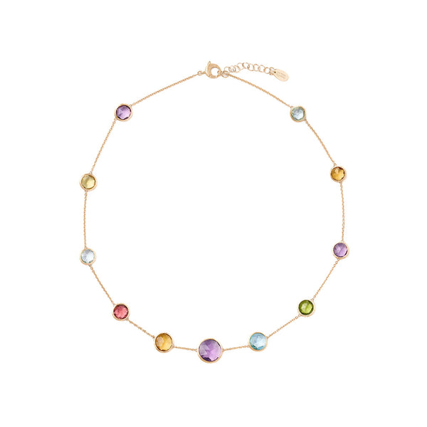 8K Yellow Gold Gemstone Necklace, 16.5"-18" - 1
