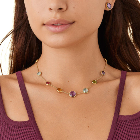 8K Yellow Gold Gemstone Necklace, 16.5"-18" - 3