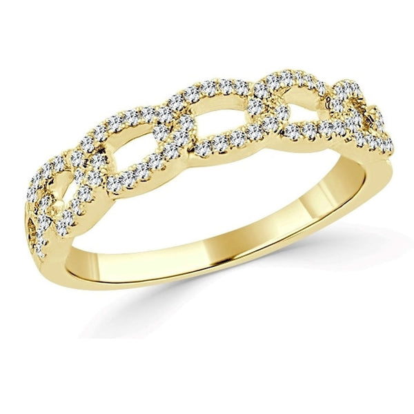 14k Gold & Diamond Link Ring - 0.22 ct - 1