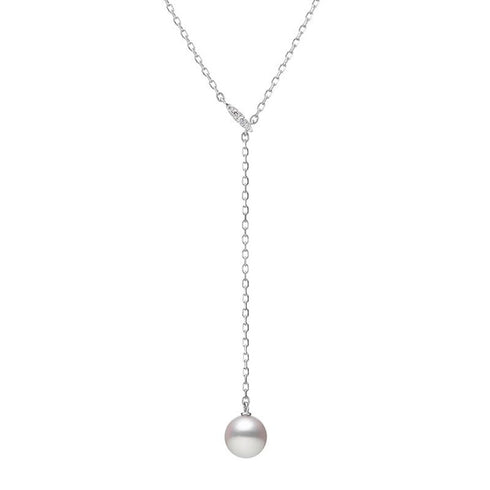 Akoya Cultured Pearl Drop Pendant in 18K White Gold - 1