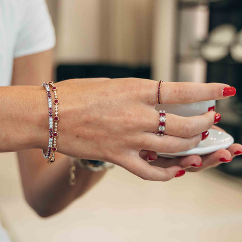 Ruby & Diamond Flexible Bangle - 4