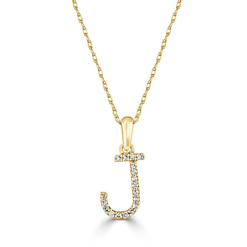 14k Gold & Diamond Initial A-Z Necklace Pendant 16-18" Inches - 0.07 ct. - 0.09 ct. - 1