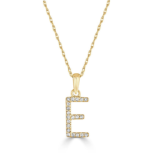 14k Gold & Diamond Initial A-Z Necklace Pendant 16-18" Inches - 0.07 ct. - 0.09 ct. - 1