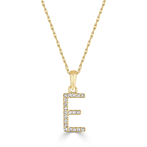 14k Gold & Diamond Initial A-Z Necklace Pendant 16-18" Inches - 0.07 ct. - 0.09 ct. - 1