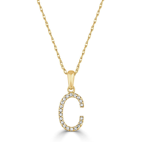 14k Gold & Diamond Initial A-Z Necklace Pendant 16-18" Inches - 0.07 ct. - 0.09 ct. - 1