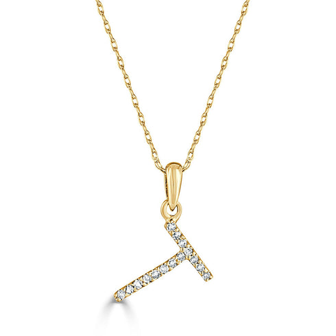 14k Gold & Diamond Initial A-Z Necklace Pendant 16-18" Inches - 0.07 ct. - 0.09 ct. - 1