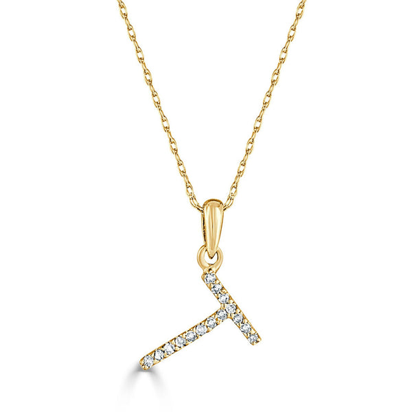 14k Gold & Diamond Initial A-Z Necklace Pendant 16-18" Inches - 0.07 ct. - 0.09 ct. - 1