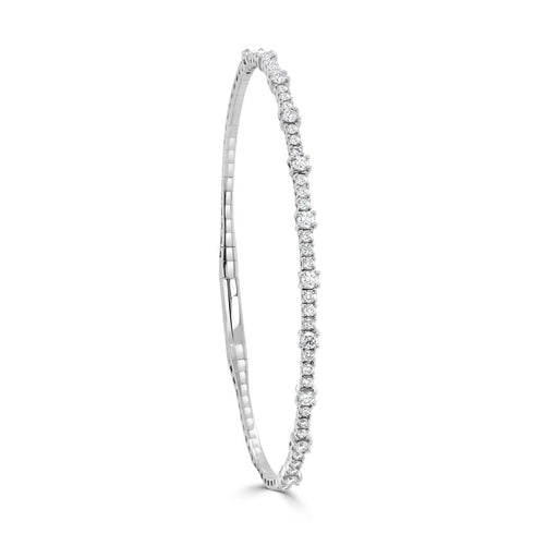 14K Gold & Diamond Flexible Bangle Bracelet - 1.05ct - 1