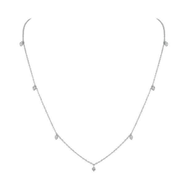 14k Gold & Dangle Diamond Necklace - 0.35ct - 2
