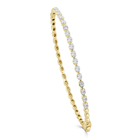 14K Gold & Oval Diamond Bangle Bracelet - 1.30 ct. - 1