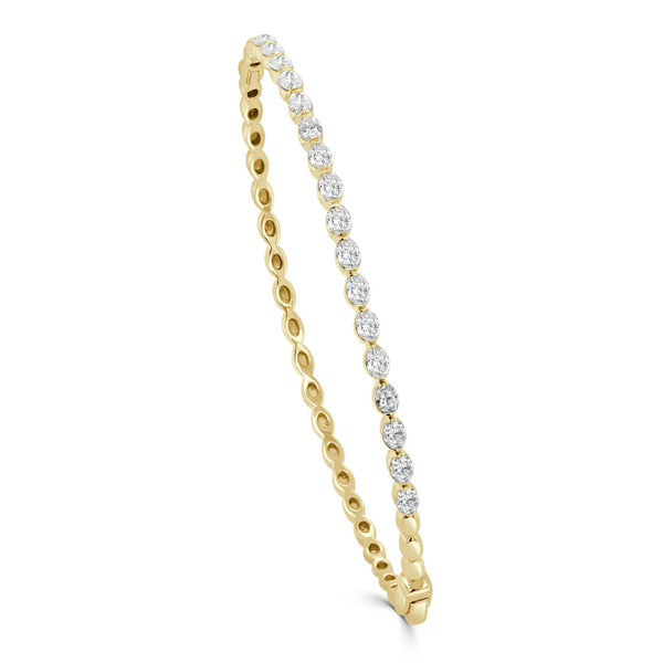14K Gold & Oval Diamond Bangle Bracelet - 1.30 ct. - 1