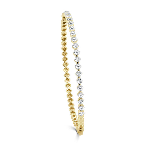 14K Gold & Asscher-Cut Diamond Bangle - 1.70ct - 1