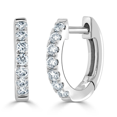 14k Gold & Diamond Huggie Earrings- 0.20ct. - 1