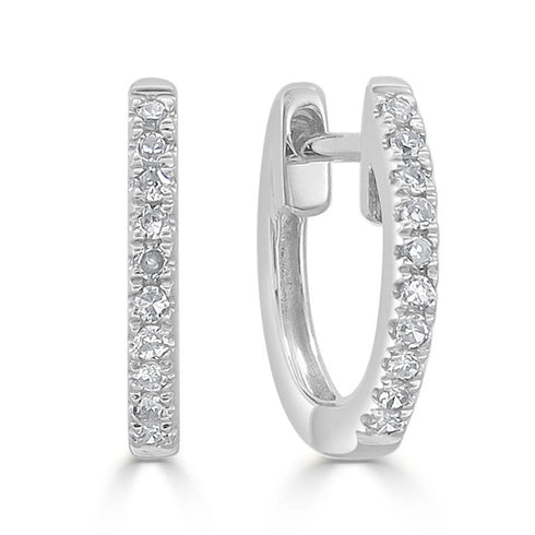14k Gold & Diamond Huggie Earrings- 0.06ct. - 1