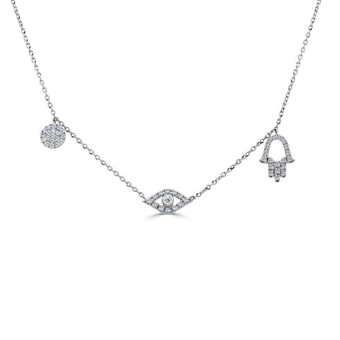 14k Gold & Diamond Evil Eye Necklace - 0.23ct - 1