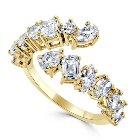 14k Gold & Fancy-Shape Diamond Wrap Ring - 2.11ct - 1