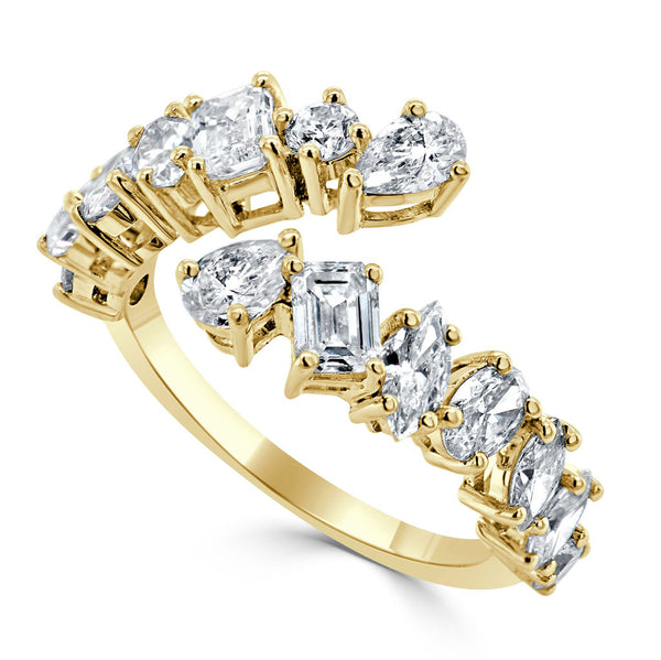 14k Gold & Fancy-Shape Diamond Wrap Ring - 2.11ct - 1